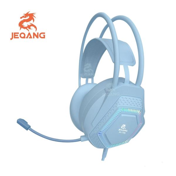 AUDIFONOS MANOS LIBRES CON CABLE CONECTOR USB GAMER  JH-780  RGB CELESTE