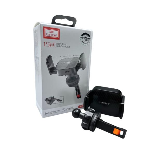 HOLDER PARA CARRO  CON CARGA INALAMBRICA ET-WC44 NEGRO