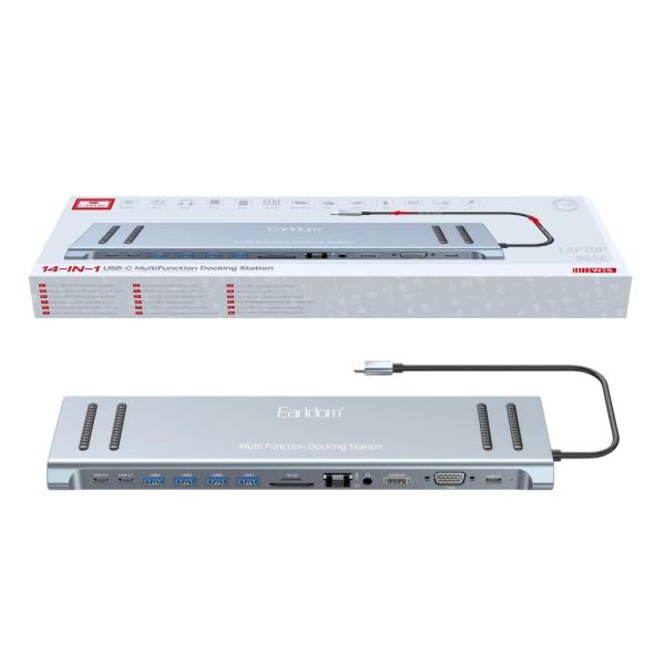 HUB 14 EN 1  USB A TIPO C ET W28 GRIS