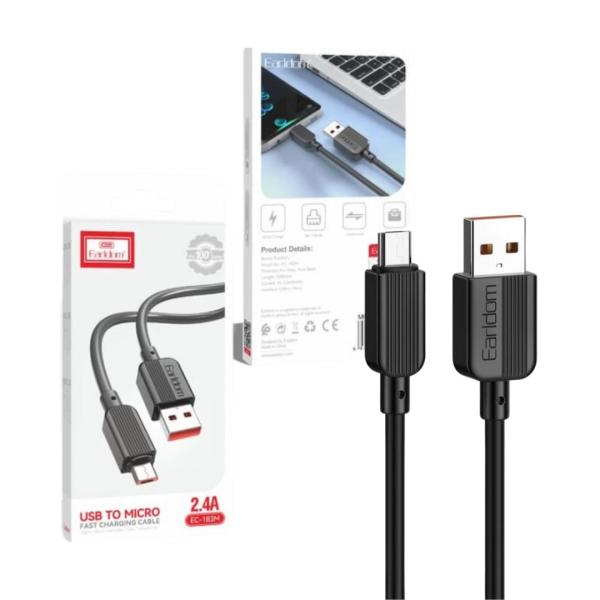 CABLES USB MICRO V8  EC-183M EARLDOM 5V-2.4A NEGRO