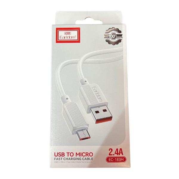 CABLES USB MICRO V8  EC-183M EARLDOM 5V-2.4A BLANCO
