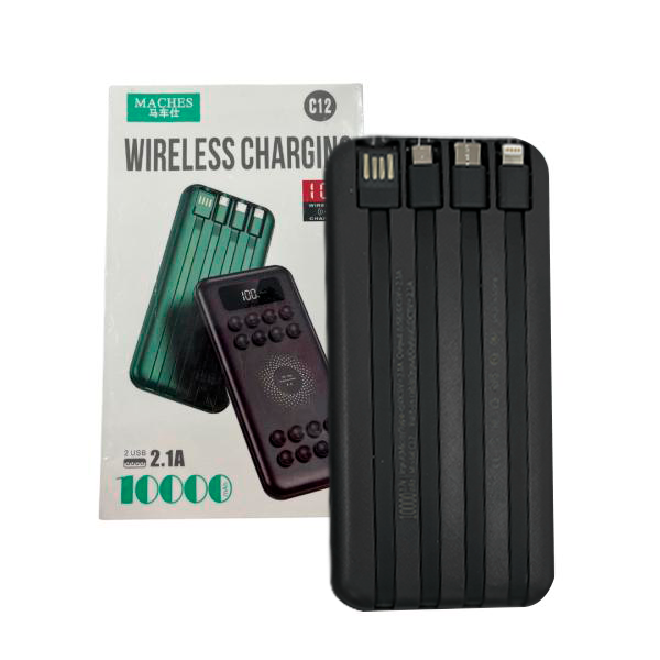 BATERIA DE EMERGENCIA C12 10000mAh NEGRO