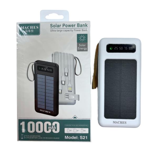 BATERIA DE EMERGENCIA 10000 S21 CON PANEL SOLAR BLANCO