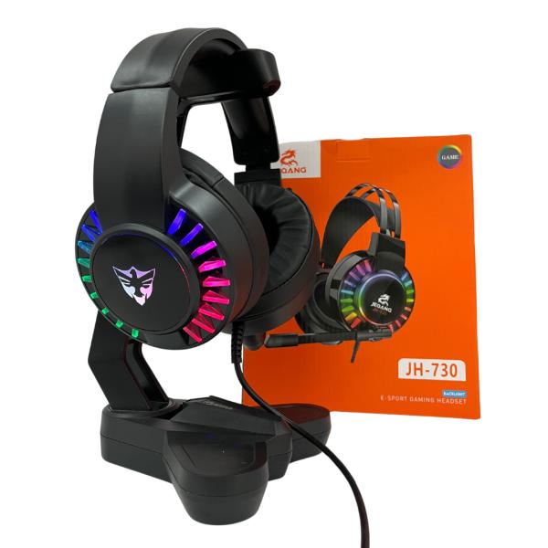 AUDIFONOS MANOS LIBRES CON CABLE CONECTOR USB GAMER  JH-730  RGB JEQANG NEGRO