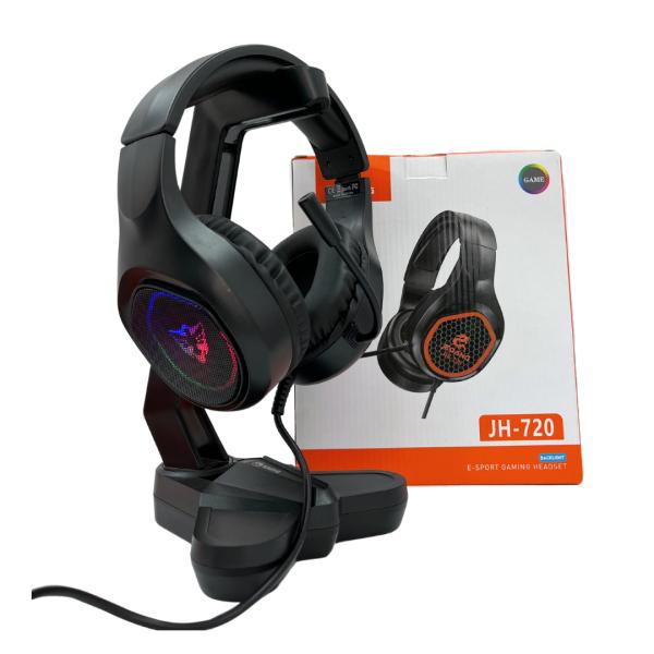 AUDIFONOS MANOS LIBRES CON CABLE CONECTOR USB GAMER  JH-720  RGB JEQANG NEGRO