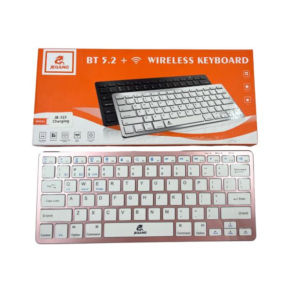 TECLADO JB-323 PLATEADO / ROSADO