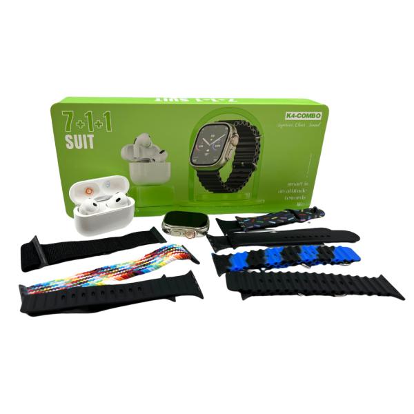 COMBO K4 RELOJ +AUDIFONO + BANDAS NEGRO