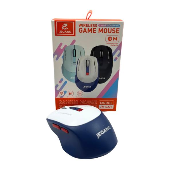 MOUSE PARA COMPUTADORAJW-D229 BLUETOOTH + 2.4G JEQANG AZUL CON BLANCO