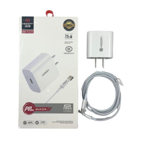 CARGADOR CUBO CASA CON CABLE C - IPHONE  PD HR-TZ23 BLANCA