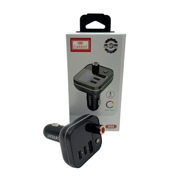 CARGADOR CUBO CARRO  CON BLUETOOTH  Y TRANSMISOR FM  ET-M88 EARLDOM NEGRO