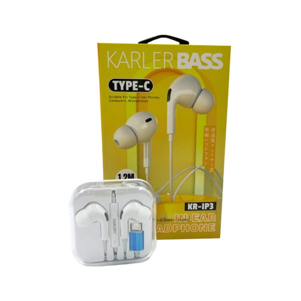 AUDIFONOS MANOS LIBRES CON CABLE KR-IP3 TIPO C