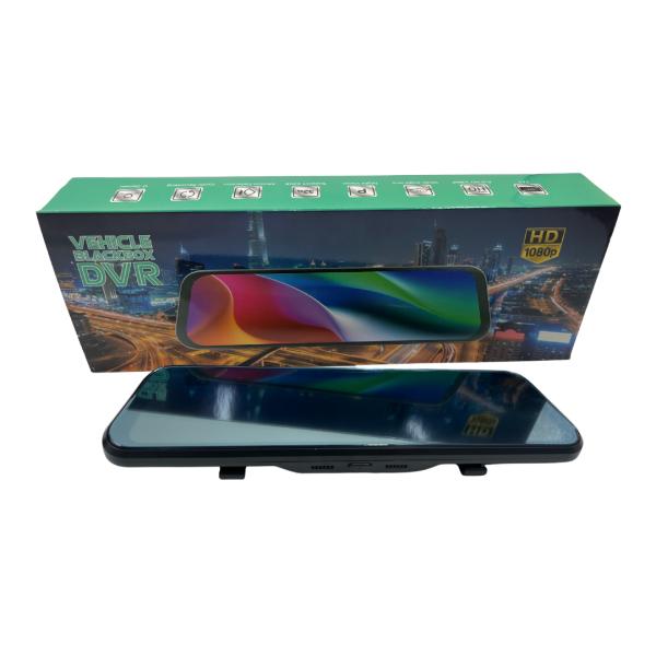 ESPEJO RETROVISOR CON CAMARA PARA CARRO VEHICLE BLACKBOX DVR CAJA BORDES VERDE