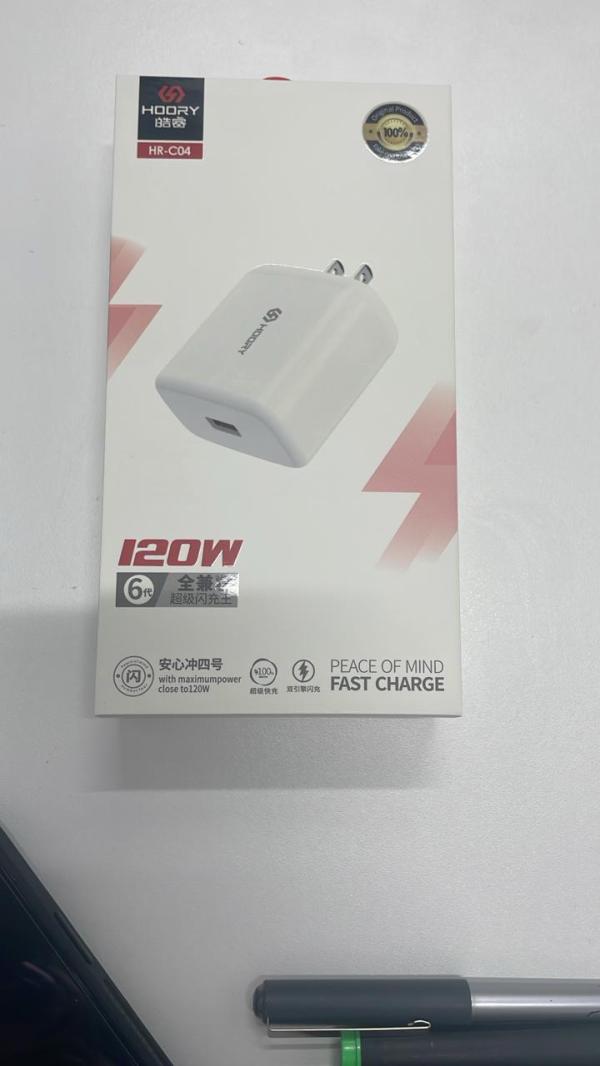 CARGADOR CUBO CASA CON CABLE TIPO C  HR-C04 HOORY. BLANCA